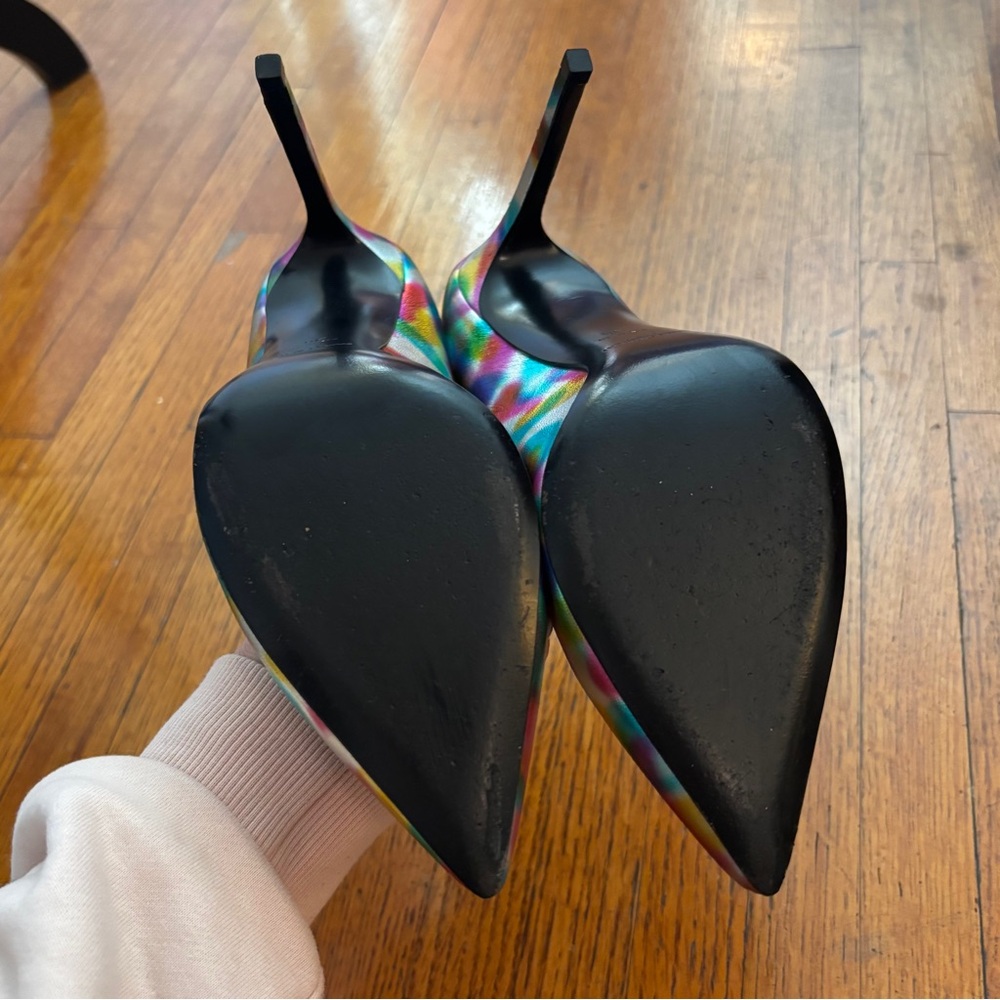 Saint Laurent Multicolor Iridescent Pointed Toe Pumps - Picture 11 of 11